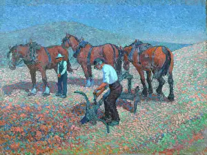 Agricultural Labourer Paintings Prints: Ploughing on the Downs, c1907. Creator: Robert Polhill Bevan