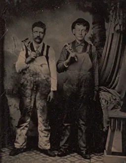 Two Plumbers in Overalls, 1880s Print