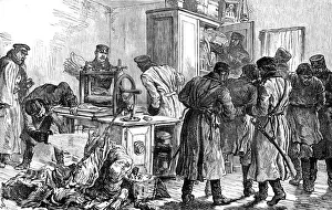 Police discovering a nihilist printing press, St Petersburg, Russia, 1887 Police discovering a nihilist printing press, St Petersburg, Russia, 1887