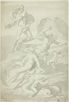 Greek Mythological Creatures Prints: Polyphemus Throwing Boulder at Acis
