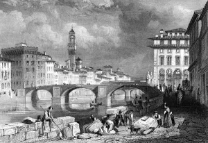 The Ponte Santa Trinita, Florence, Italy, 19th century.Artist: J Redaway The Ponte Santa Trinita, Florence, Italy, 19th century.Artist: J Redaway