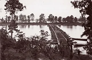 Pontoon Bridge Across James River Print, ca. 1864