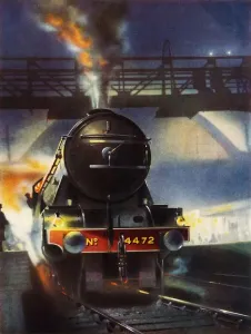 British Railway History Prints: The Flying Scotsman, famous locomotive No. 4472, leaving Kings Cross, 1935