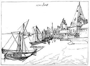 Albrecht Durer Prints: Print of the Port of Antwerp in 1520, a watercolour depiction