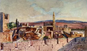 Israeli Landmarks Prints: Portion of the Citadel of Jerusalem, 1902. Creator: John Fulleylove