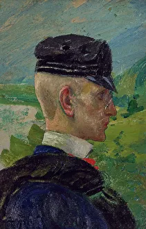 Oil On Canvas Portrait Study Prints: Portrait of a Boy. Study for Morning Prayers. Creator: Carl Larsson