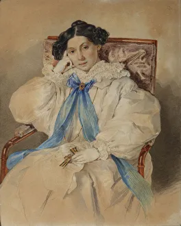 Portrait of Elizabeth Mikhailovna Khitrovo (1783-1839), 1838. Artist: Sokolov, Pyotr Fyodorovich (1791-1848) Portrait of Elizabeth Mikhailovna Khitrovo (1783-1839), 1838. Artist: Sokolov, Pyotr Fyodorovich (1791-1848)