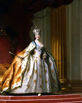 Portrait of Empress Catherine the Great in her Coronation Robe. Artist: Erichsen, Vigilius (1722-1782) Portrait of Empress Catherine the Great in her Coronation Robe. Artist: Erichsen, Vigilius (1722-1782)