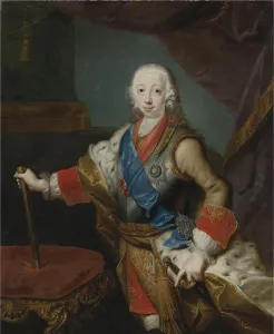 Portrait of the Tsar Peter III of Russia (1728-1762). Artist: Grooth, Georg-Christoph (1716-1749) Portrait of the Tsar Peter III of Russia (1728-1762). Artist: Grooth, Georg-Christoph (1716-1749)