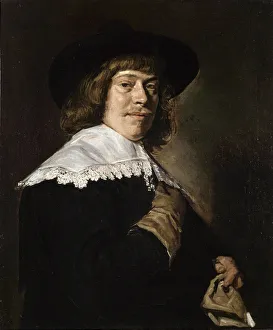 Portrait of a Young Man Holding a Glove, c1650. Artist: Frans Hals Portrait of a Young Man Holding a Glove, c1650. Artist: Frans Hals