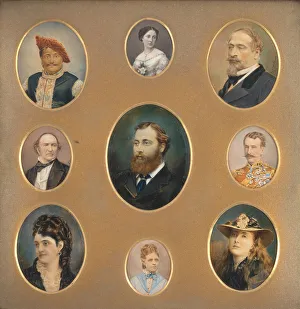 Nine Portraits in Original Passe-Partout, 1880s. Creator: James William Bailey Nine Portraits in Original Passe-Partout, 1880s. Creator: James William Bailey