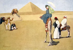 North African Landscape Photo Prints: Posing at the Pyramids, 1908. Artist: Lance Thackeray