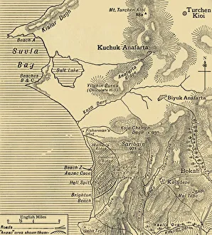 Positions of ANZAC forces on the Gallipoli peninsula in Turkey, First World War, July 1915 Positions of ANZAC forces on the Gallipoli peninsula in Turkey, First World War, July 1915