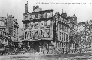 Postcard showing damage to Deffieux Restaurant, Porte St Postcard showing damage to Deffieux Restaurant, Porte St