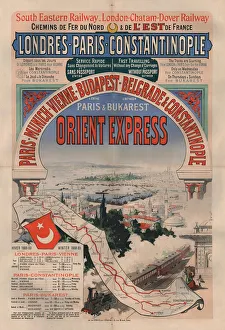 Prints of Poster advertising the Orient Express, 1888. Private Collection Railway Prints: 1888 Orient Express Print: Vintage Railway Advertisement
