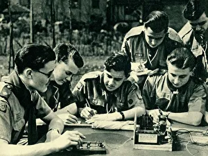 World War II Britain Prints: Practice in Morse Signalling, 1944. Creator: Unknown