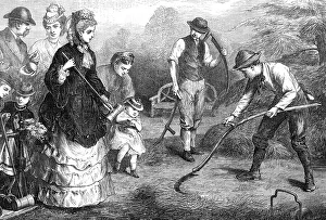 Victorian Era Agriculture Prints: Preparing for croquet, 1871. Creator: Unknown