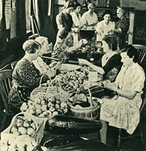 British Home Front Prints: Preparing Fruit for Jam-Making, September 1941, 1943. Creator: Unknown