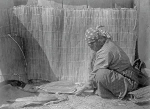 Preparing Salmon, Wishram Indian Woman, 1910 Print