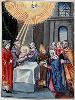 Biblical Character Depiction Prints: The presentation of Jesus at the Temple. Creator: Unknown