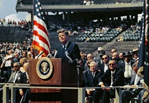 President Kennedy makes his We choose to go to the Moon speech, Rice University, 1962 President Kennedy makes his We choose to go to the Moon speech, Rice University, 1962