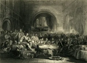 Prince Llewellyn & His Barons, in his Palace near Aber, c1836. Creators: Unknown Prince Llewellyn & His Barons, in his Palace near Aber, c1836. Creators: Unknown