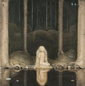Princess Tuvstarr is still sitting there wistfully looking into the water, 1913. Artist: Bauer, John (1882-1918) Princess Tuvstarr is still sitting there wistfully looking into the water, 1913. Artist: Bauer, John (1882-1918)