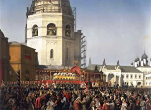 Procession after the coronation of Tsar Alexander II of Russia, Moscow, 1856. Artist: Jean Sorieul Procession after the coronation of Tsar Alexander II of Russia, Moscow, 1856. Artist: Jean Sorieul