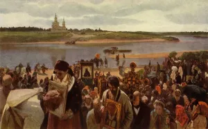 Russian Orthodox Icons Prints: The Procession of the Cross, 1893, (1965). Creator: Illarion Pryanishnikov