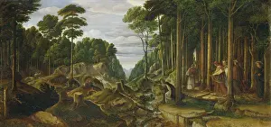 Romantic Era Landscape Prints: Procession of Pilgrims in the Forest, 1814. Creator: Ferdinand Olivier