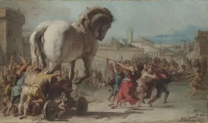 The Procession of the Trojan Horse into Troy, ca 1760. Artist: Tiepolo, Giandomenico (1727-1804) The Procession of the Trojan Horse into Troy, ca 1760. Artist: Tiepolo, Giandomenico (1727-1804)