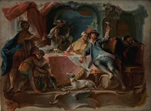 Rococo Era Artwork Prints: The Prodigal Son Wasting his Inheritance, 1724-1761. Creator: Johann Wolfgang Baumgartner