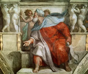 Prints of Prophets and Sibyls: Ezekiel (Sistine Chapel ceiling in the Vatican), 1508-1512. Found in the collection of The Sistine Chapel, Vatican Vatican City Prints: Ezekiel from the Sistine Chapel Ceiling Print, 1508-1512