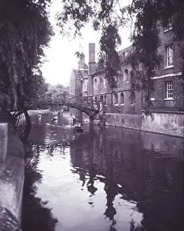 River Cam Boats Prints: Punting on The Backs at Cambridge, c1955