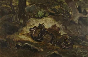 French Heritage Art Pieces Prints: Python Crushing a Gnu, c1850s-1860s. Creator: Antoine-Louis Barye