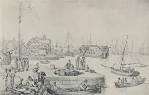 The Quay, Blackwall Docks, 1810, (1920). Artist: Thomas Rowlandson The Quay, Blackwall Docks, 1810, (1920). Artist: Thomas Rowlandson