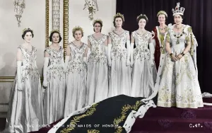Queen Victoria Prints: HM Queen Elizabeth II with Maids of Honour, Coronation Print