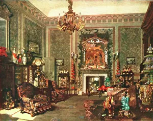 Palace Prints: Queen Mary's Chinese Chippendale Room Print, Buckingham Palace, c1935