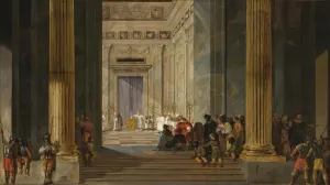 The Queen of Sheba before the Temple of King Solomon in Jerusalem, ca 1630-1634. Artist: Bray, Salomon de (1597-1664) The Queen of Sheba before the Temple of King Solomon in Jerusalem, ca 1630-1634. Artist: Bray, Salomon de (1597-1664)