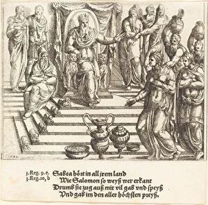 Queen of Sheba's Visit to Solomon, 1548. Creator: Augustin Hirschvogel Queen of Sheba's Visit to Solomon, 1548. Creator: Augustin Hirschvogel