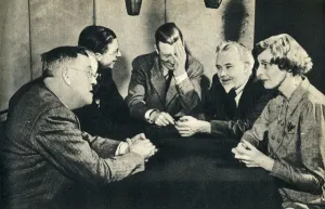 What a question! The Brains Trust in overseas session with Donald McCullough , 1942 What a question! The Brains Trust in overseas session with Donald McCullough , 1942