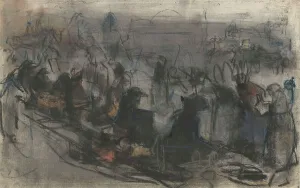 Isaac Israels' Queue of People Waiting Print, c.1890-1920