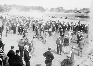 Historic Horse Racing Pictures Prints: Race track - Saratoga, between c1910 and c1915. Creator: Bain News Service