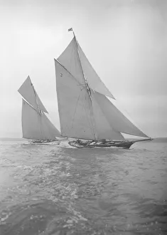 The racing cutters Creole (3) and Rosamond, 1911. Creator: Kirk & Sons of Cowes The racing cutters Creole (3) and Rosamond, 1911. Creator: Kirk & Sons of Cowes
