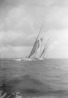 The racing cutters Istria and Mariska, 1912. Creator: Kirk & Sons of Cowes The racing cutters Istria and Mariska, 1912. Creator: Kirk & Sons of Cowes