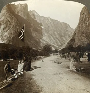 Ragged range of the Troldtinder or Witch Pinnacles from valley road, Horgheim, Norway, c1905 Ragged range of the Troldtinder or Witch Pinnacles from valley road, Horgheim, Norway, c1905