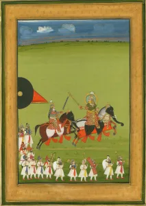 Rajah and son on horses disguised as elephants, and suite of attendants, c. 1810 Rajah and son on horses disguised as elephants, and suite of attendants, c. 1810
