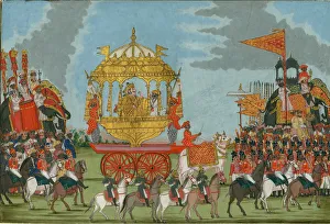 Rajah of Tanjore Riding an Elephant to a marriage ceremony, c. 1780. Artist: Indian Art Rajah of Tanjore Riding an Elephant to a marriage ceremony, c. 1780. Artist: Indian Art