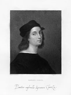 Raphael Portrait Prints: Raphael, Florentine master painter, (1834). Artist: W Holl