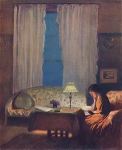 Images Dated 19th May 2018: Reading by Lamplight: A 1909 Print by George Clausen